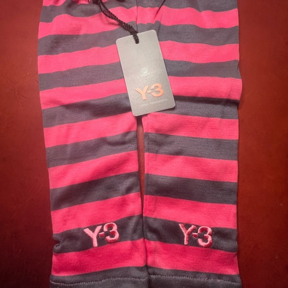 Y-3 Yohji Yamamoto for adidas pink & grey striped arm stirrups. - Picture 2 of 3